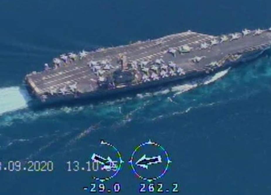 Drone IRGC Merekam Video Yang Sangat Detail Dari Kapal Induk AS