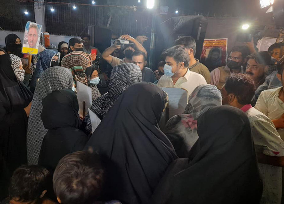 شیعہ لاپتہ افراد کی بازیابی کیلئے کراچی میں جاری احتجاجی دھرنے میں ناصر حسین شاہ کی شرکت اور خطاب