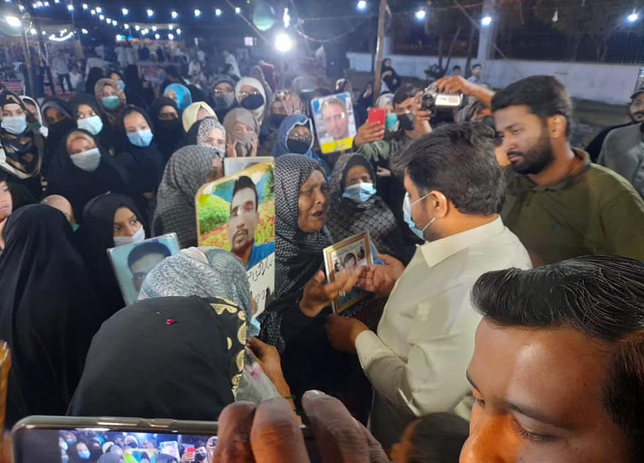 شیعہ لاپتہ افراد کی بازیابی کیلئے کراچی میں جاری احتجاجی دھرنے میں ناصر حسین شاہ کی شرکت اور خطاب