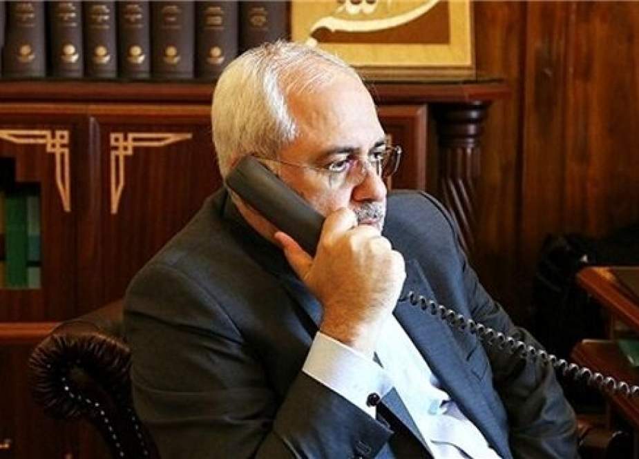 Iranian FM Mohammad Javad Zarif speaking during a phone cal