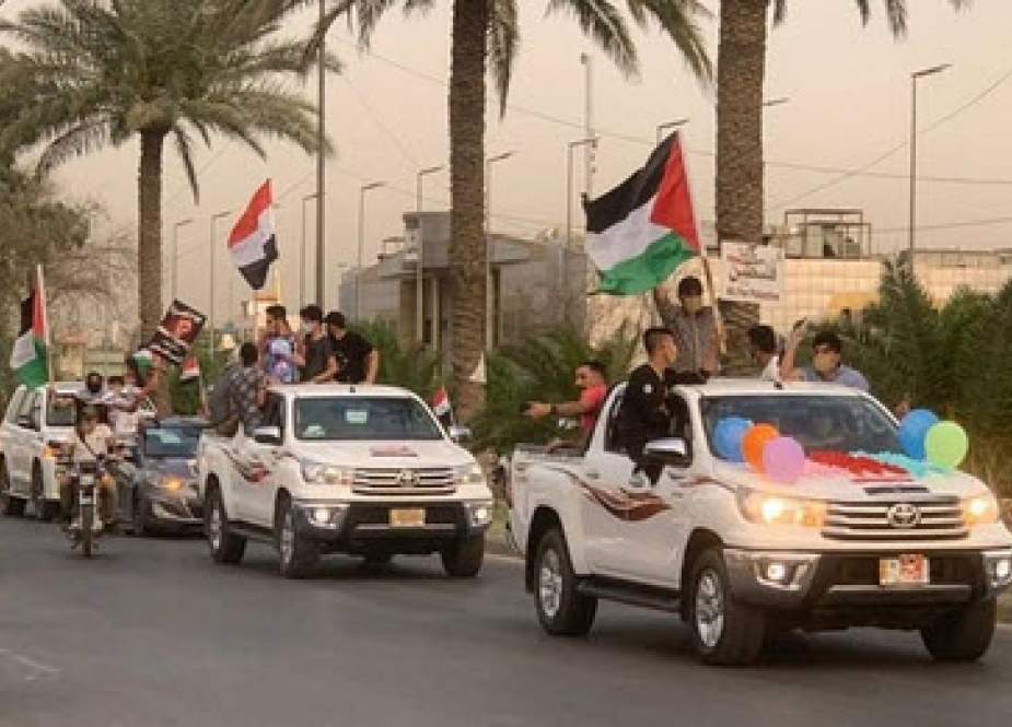 جشن مردم عراق به مناسبت پیروزی مقاومت فلسطین