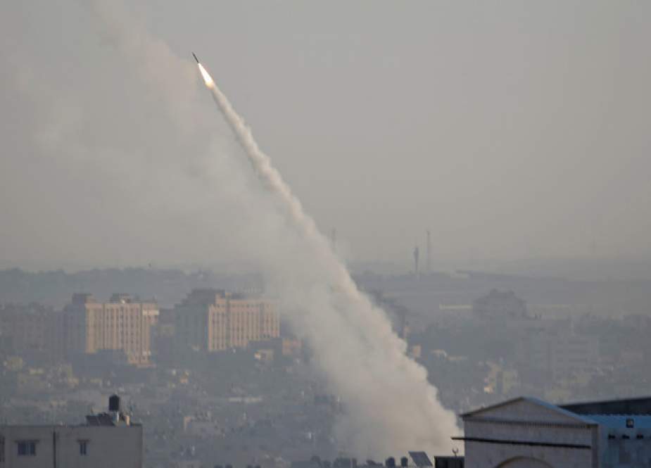 Rocket is fired from Gaza towards Israel.JPG
