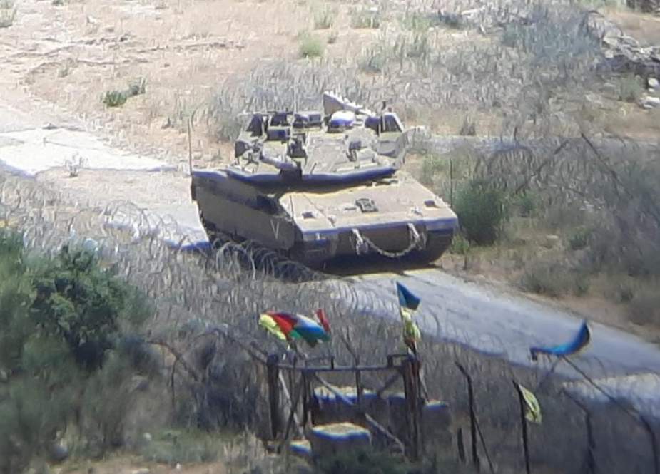 Israeli enemy tank, in Lebanon - Palestine border