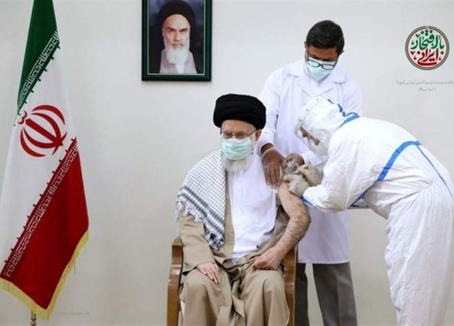 Imam Khamenei receives second dose of home-made Coronavirus vaccine.jpeg