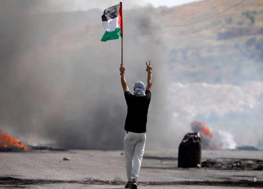 Palestinian protesters in occupied West Bank