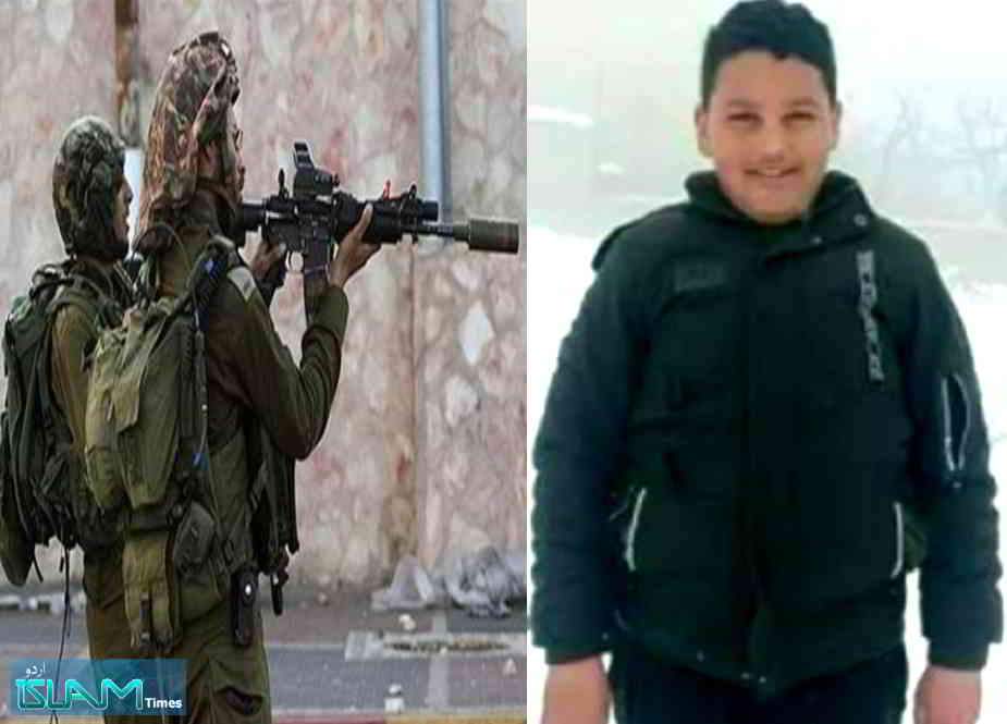 غاصب صیہونیوں کی سیدھی فائرنگ سے 12 سالہ فلسطینی بچہ شہید