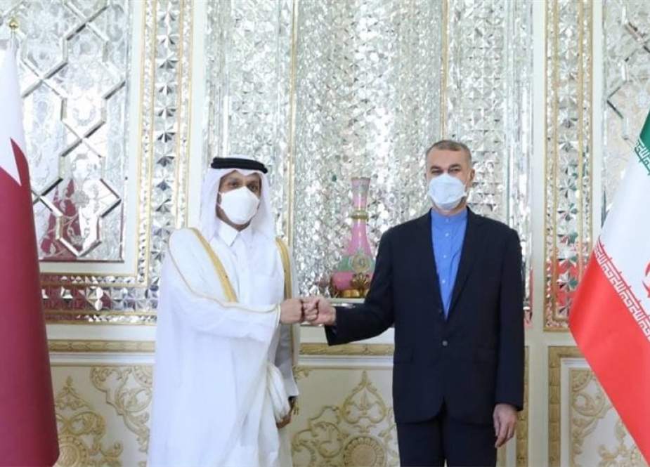 Hossein Amir-Abdollahian and Mohammed bin Abdulrahman bin Jassim Al Thani in Tehran.jpg
