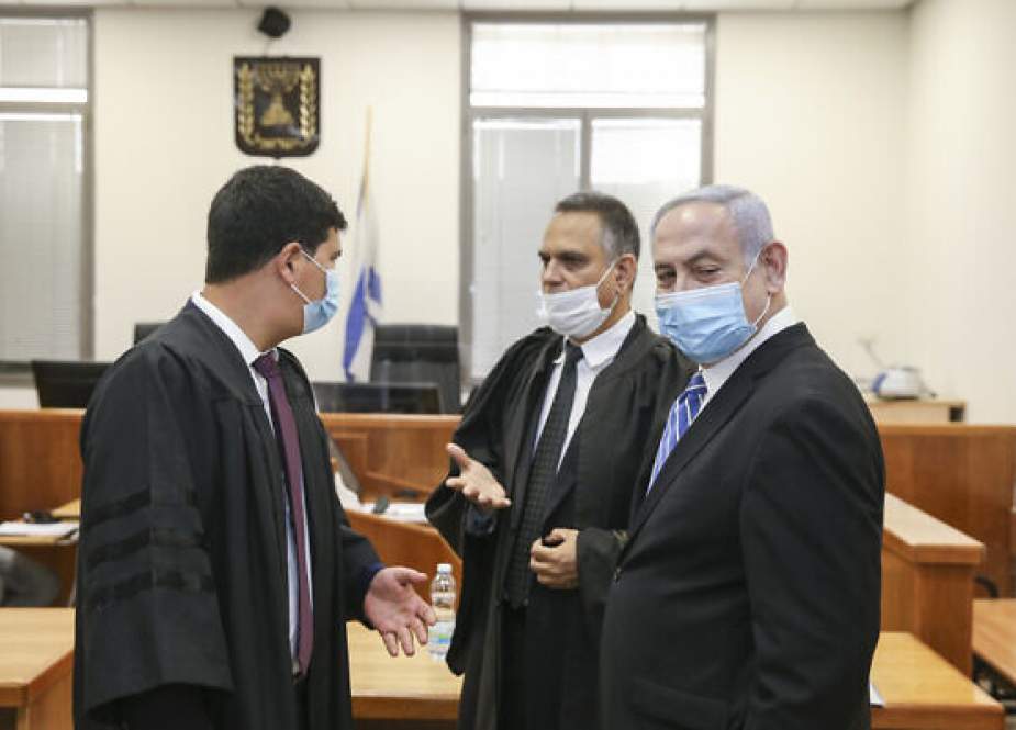 Benjamin Netanyahu during a trial in an Israeli court in occupied Al-Quds.jpg