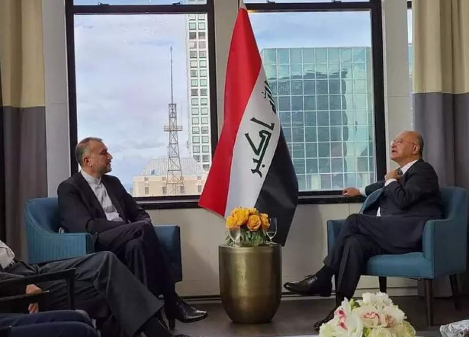 Hussein Amir-Abdollahian, Iranian Foreign Minister with Iraqi President Barham Saleh.png