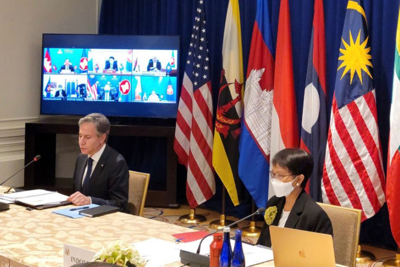Menteri Luar Negeri RI Retno Marsudi bersama Menlu AS Antony Blinken memimpin Pertemuan Tingkat Menteri ASEAN-AS di New York, Amerika Serikat