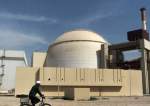 A worker rides a bicycle in front of the reactor building of the Bushehr nuclear power plant, outside Bushehr, Iran, October 26, 2010
