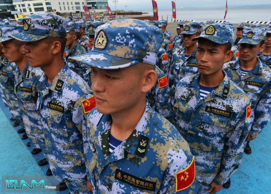 Chinese troops at the opening ceremony of military games in Russia’s Vladivostok.