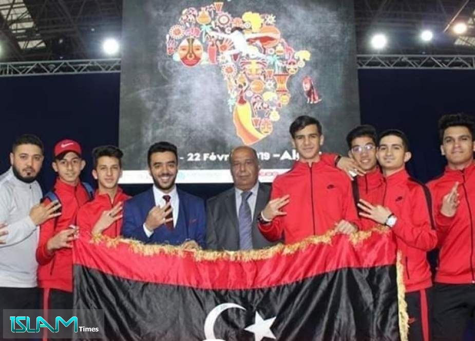 Members of Libya’s fencing team are seen in the venue of World Fencing Championships 2022 in Dubai, the United Arab Emirates.