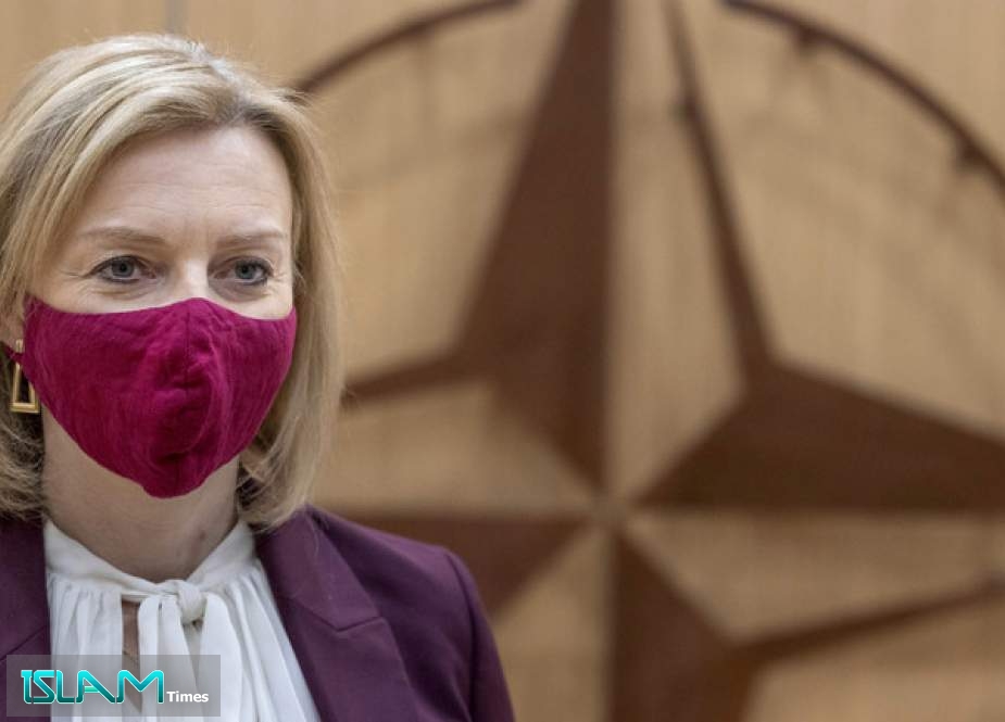 British Foreign Secretary Liz Truss at NATO headquarters in Brussels, January 24, 2022.