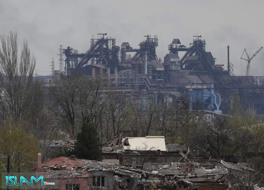 The Azovstal steel plant is seen in the port city of Mariupol on April 22, 2022.