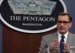 Pentagon Press Secretary John Kirby conducts a news briefing at the Pentagon March 7, 2022 in Arlington, Virginia.