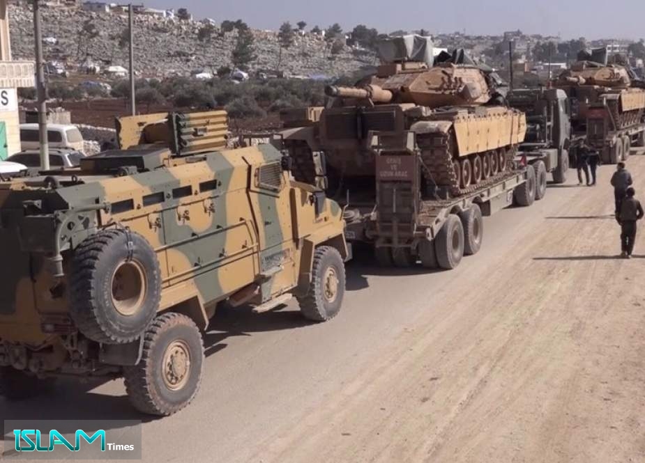 A convoy of Turkish armed forces is seen at the northern town of Sarmada, in Idlib province, Syria, on February 2, 2020.