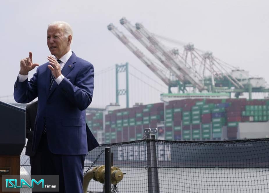 Joe Biden speaks on inflation and supply chain issues at the Port of Los Angeles, California, June 10, 2022