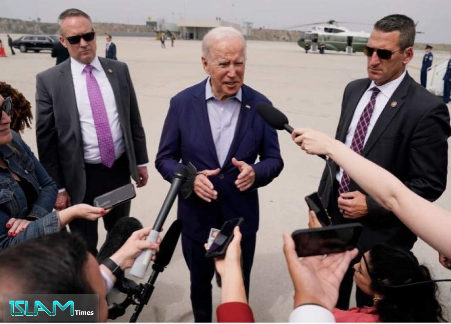 United States President Joe Biden speaks with reporters before boarding Air Force One at Los Angeles International Airport after attending the Summit of the Americas, Saturday, June 11, 2022 in Los Angeles
