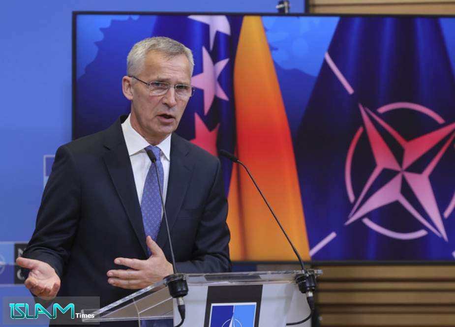 Jens Stoltenberg speaks during a media conference at NATO headquarters in Brussels, Belgium, May 25, 2022
