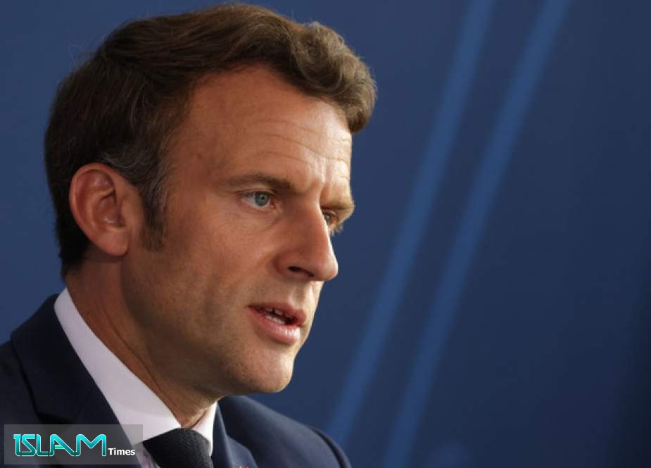 French President Emmanuel Macron is shown speaking to reporters last month during a visit to Berlin.