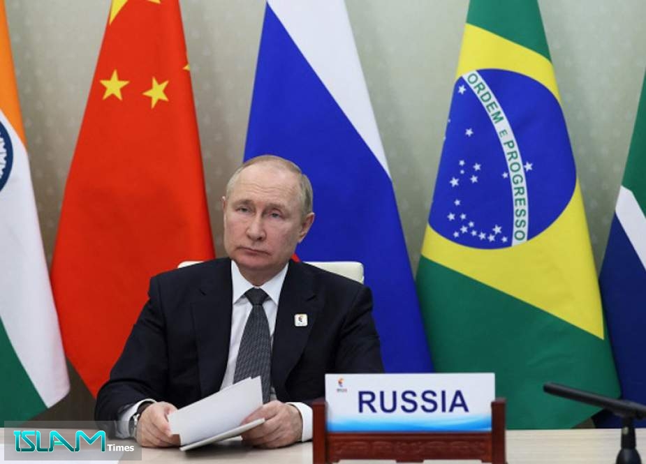 Russian President Vladimir Putin takes part in the XIV BRICS summit in virtual format via a video call, in Moscow, on June 23, 2022.