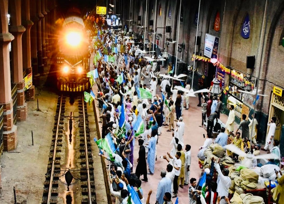 لاہور، جماعت اسلامی کے ٹرین مارچ کے استقبال کی تصاویر