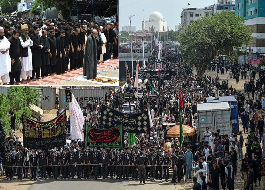 کراچی میں یوم عاشور کا مرکزی جلوس اختتام پذیر، اتحاد بین المسلمین کا مظاہرہ