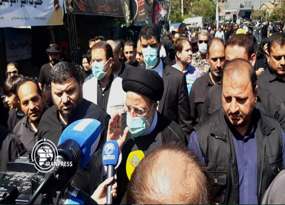 تہران، اربعین کے جلوس میں ایرانی صدر آیت اللہ ابراہیم رئیسی کی شرکت