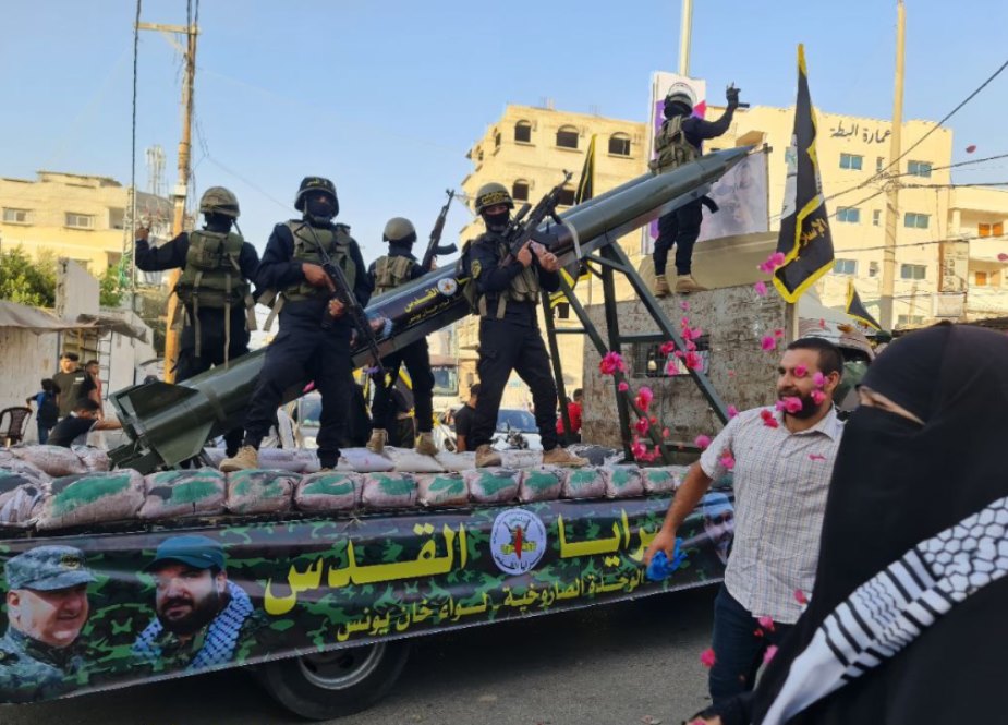 جہاد اسلامی کے قیام کی پینتیسویں سالگرہ پر سرایا القدس کی فوجی پریڈ