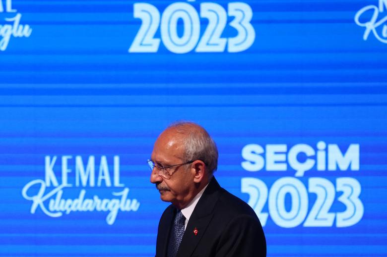 Kemal Kilicdaroglu, presidential candidate of Turkey's main opposition alliance, appears onstage at the Republican People's Party (CHP) headquarters on election night in Ankara, Turkey May 15.
