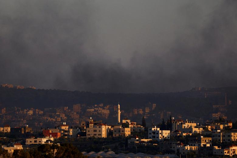 Smoke is seen from Israel's side during a raid on Jenin refugee camp in the Israeli-occupied West Bank, Jalamah checkpoint July 3.