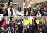 امریکی شہر ٹیکسس میں عزاداری کے جلوس کے دوران عزاداروں کا احتجاج، ہاتھوں میں قرآن بلند