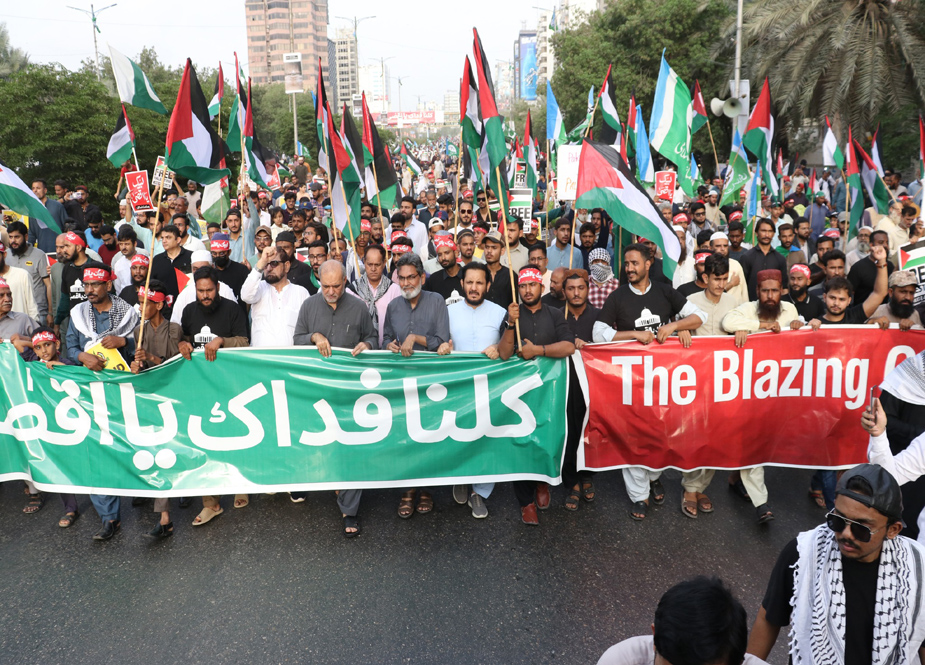 جماعت اسلامی کا کراچی میں تاریخ ساز فلسطین مارچ، لاکھوں کی تعداد میں عوام کی شرکت