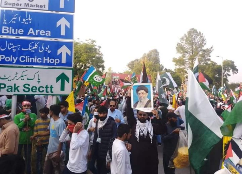 اسلام آباد، امریکی سفارتخانہ کے سامنے جماعت اسلامی اور تحریک بیداری کے غزہ مارچ کی تصاویر