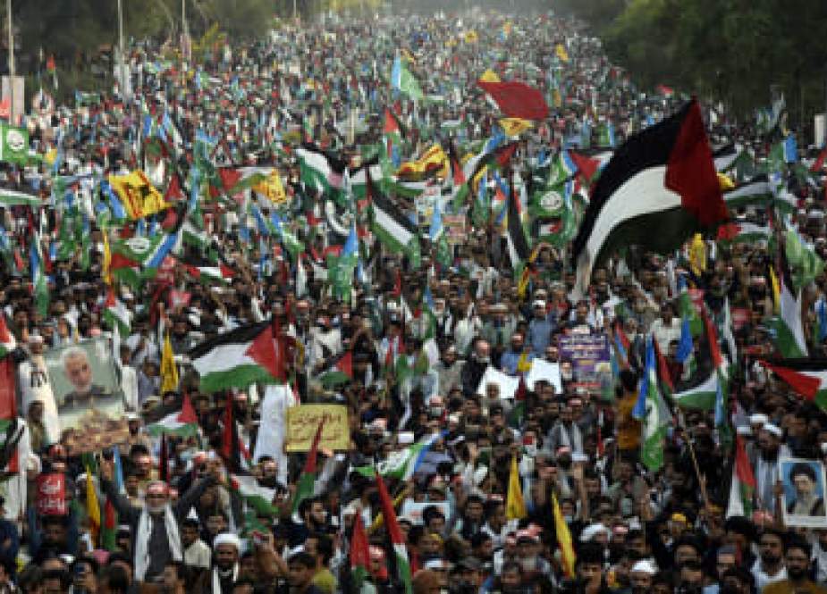 Pakistani in a rally to show solidarity with Palestinian people, in Islamabad, Pakistan