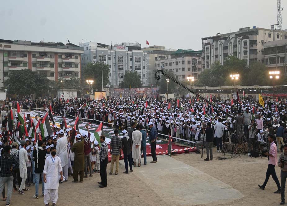 کراچی میں فلسطینی شہداء سے اظہار یکجہتی کیلئے عظیم الشان حامیان مظلومین فلسطین اجتماع کی تصویری جھلکیاں