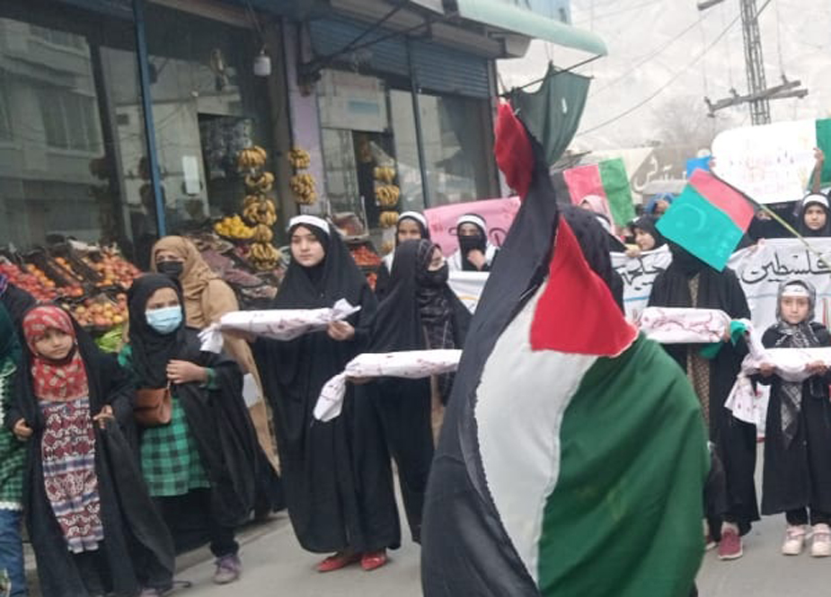 ایم ڈبلیو ایم شعبہ خواتین گلگت کے زیر اہتمام آزادی فلسطین مارچ کے مناظر