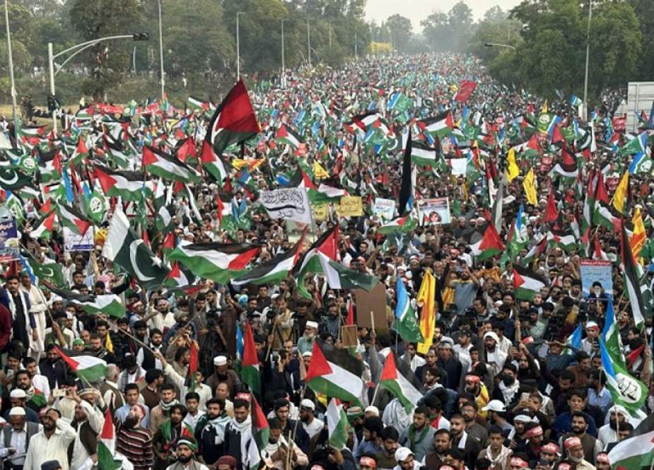 Thousands protest in solidarity with the Palestinian people in Islamabad, Pakistan