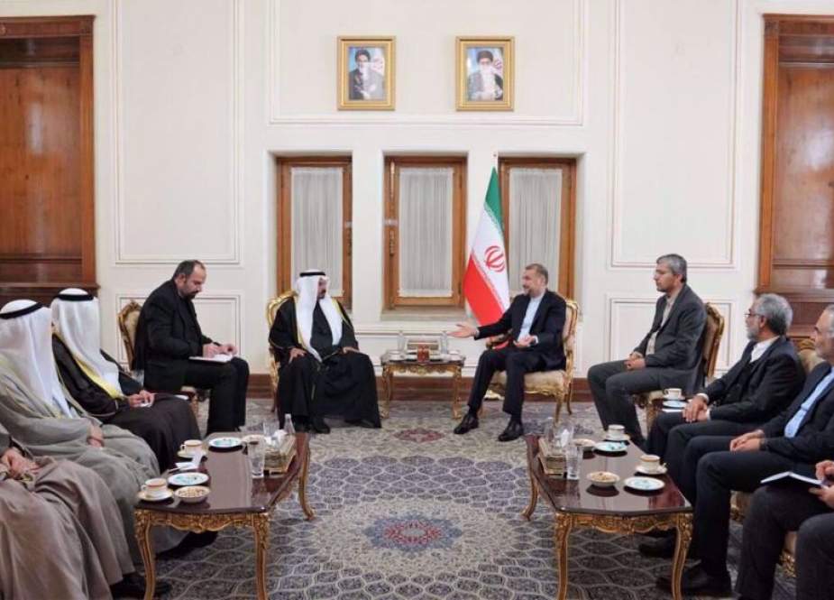 Iranian Foreign Minister Hossein Amir-Abdollahian and Head of Iran-Kuwait Parliamentary Friendship Group Marzouq al-Hubaini meet in Tehran