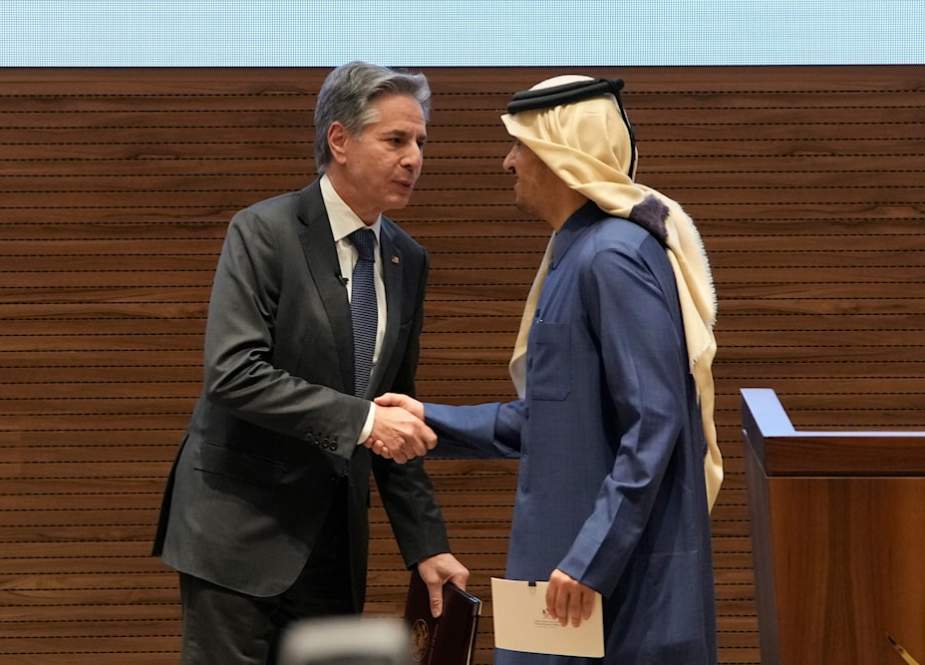 Antony Blinken and Qatar’s Prime Minister and Minister of Foreign Affairs Sheikh Mohammed Bin Abdulrahman Al Thani