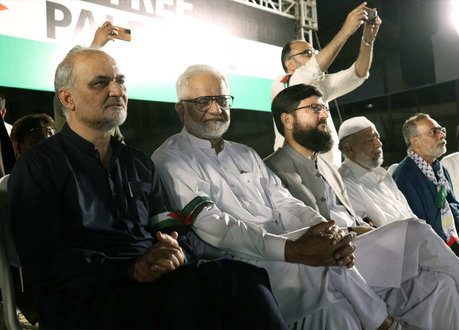 جماعت اسلامی کے تحت کراچی میں شب یکجہتی غزہ، ہزاروں افراد کی شرکت