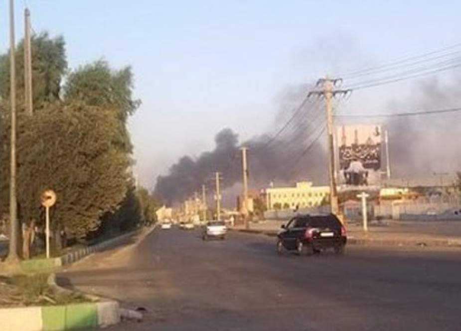 Smoke billowing after Iranian security forces engaged in clashes with terrorists in Rask and Chabahar Counties, in Sistan and Baluchestan Province