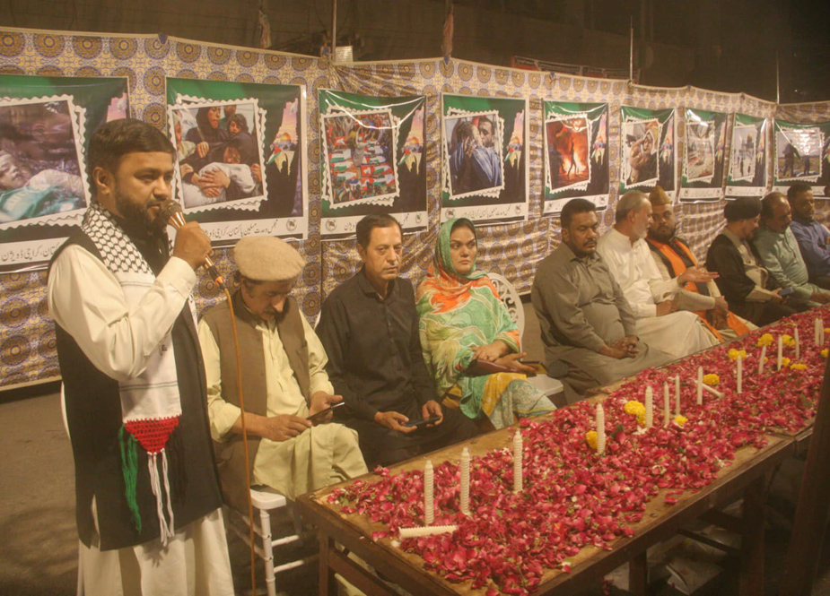 شہدائے فلسطین کی یاد میں ایم ڈبلیو ایم کراچی کا چراغاں، سیاسی و مذہبی رہنماؤں کی شرکت