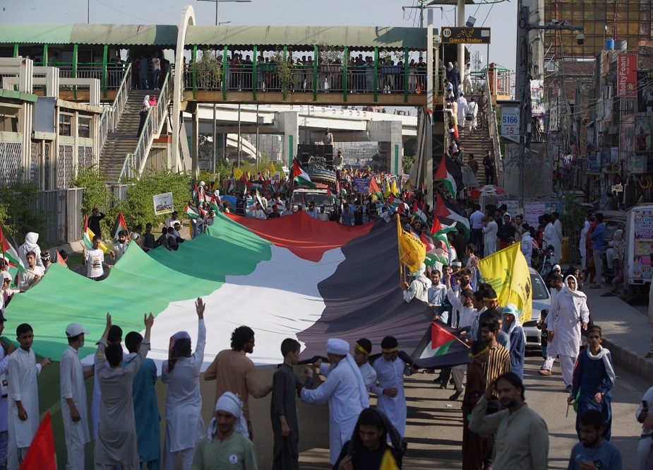 لاہور، تحریک بیداری امت مصطفیٰ کی یکجہتی فلسطین ریلی کے مناظر