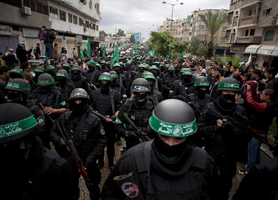 Palestinian resistance fighters from Hamas in Gaza City