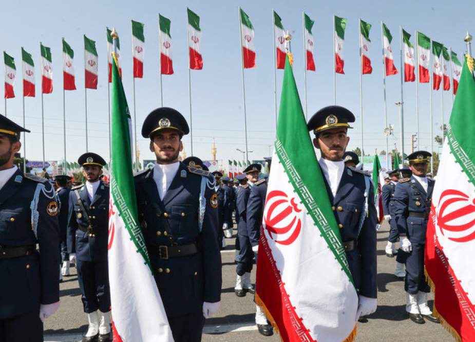 Iranian troops take part in a military parade