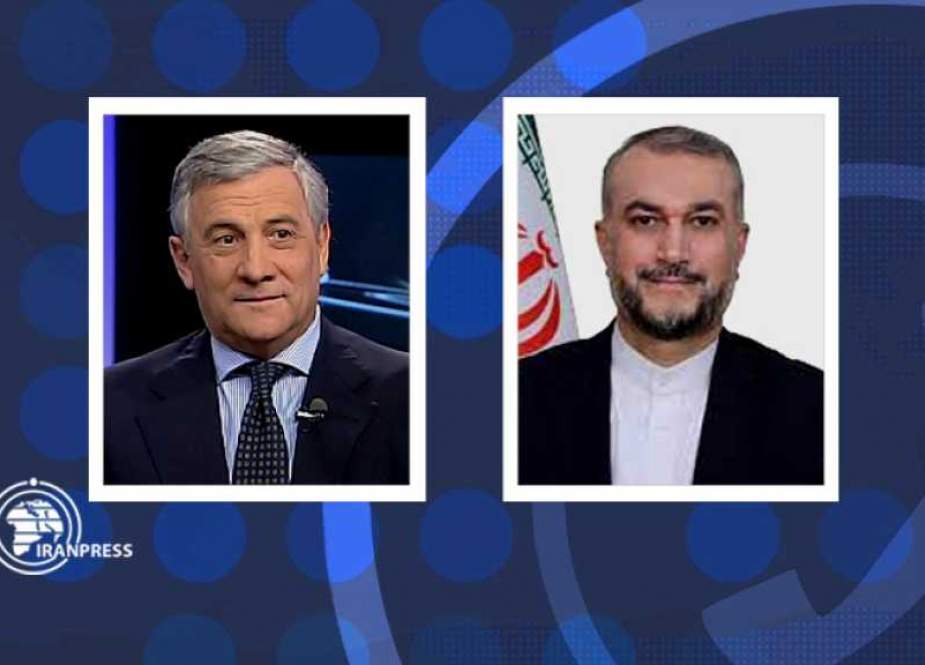 Iranian Foreign Ministry Hossein AmirAbdollahian with Italian Minister of Foreign Affairs Antonio Tajani