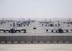 US Air Force KC-135 Stratotankers sit on the ramp of the 379th Air Expeditionary Wing at Al Udeid Air Base, Qatar