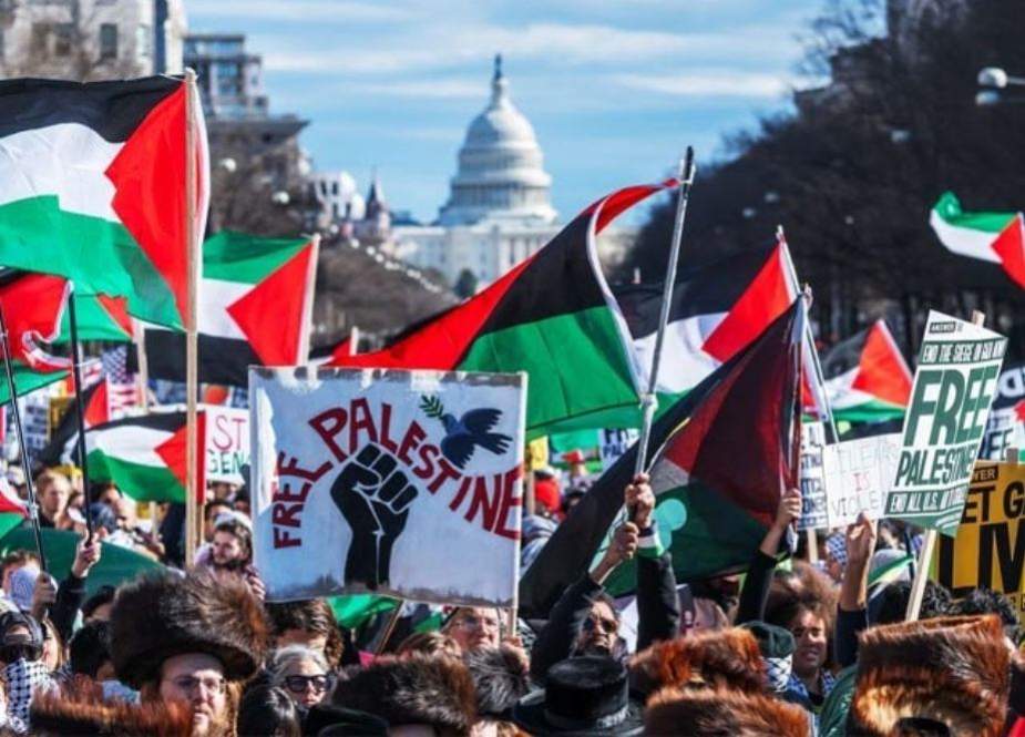 امریکا میں فلسطینیوں کے حق میں مظاہرے؛ مرکزی شاہراہیں بند